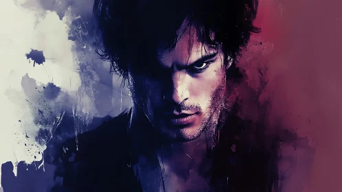 Moody digital portrait applies split-complementary color lighting