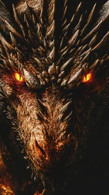 Ember-eyed dragon leans from the dark and measures your courage