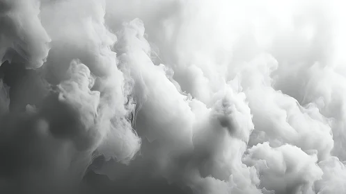 Billowing white clouds drift softly in a calm sky