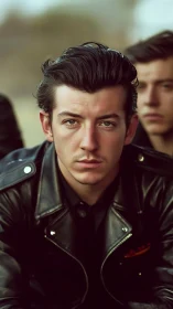 Young man in leather jacket captured in moody photorealist portrait