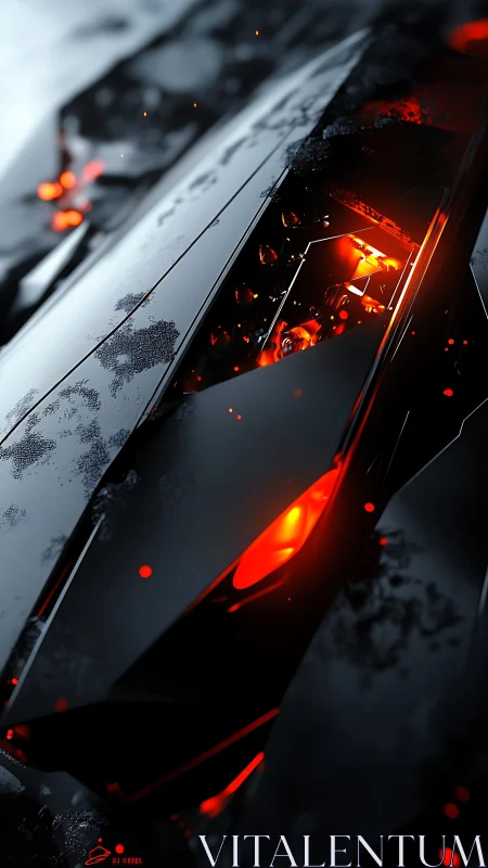 Volumetric black chassis with molten core emission points.