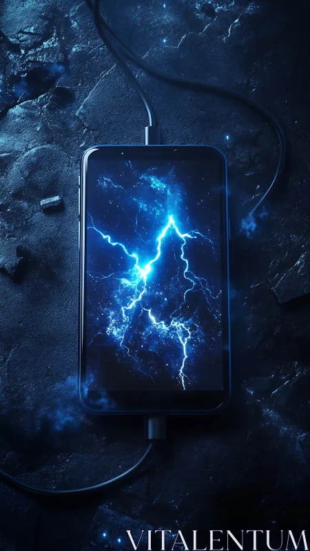 Cybernetic smartphone charge field with electric plasma display.