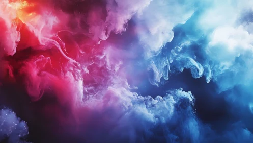 Bilateral chromatic nebula cloudscape in dynamic fluid diffusion.