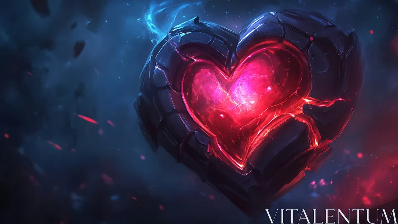 Neon Heart with Crystalline Armor Structure.