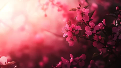 Pink Cherry Blossoms with Selective Focus Depth Rendering.