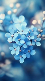 Blue forget-me-not cluster exhibits shallow depth of field technique.