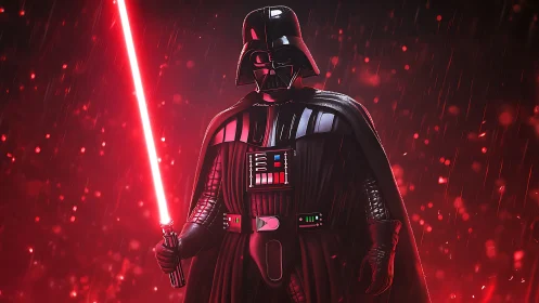 Crimson storm crowns a masked warlord in polished armor