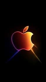 Neon gradient apple emblem with luminous edge-traced contour.