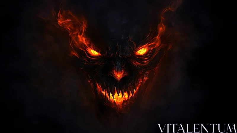 Infernal grin of the ember‑eyed shadow demon king.