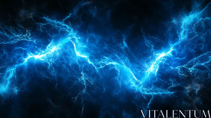 Electric blue energy river glows boldly across deep space