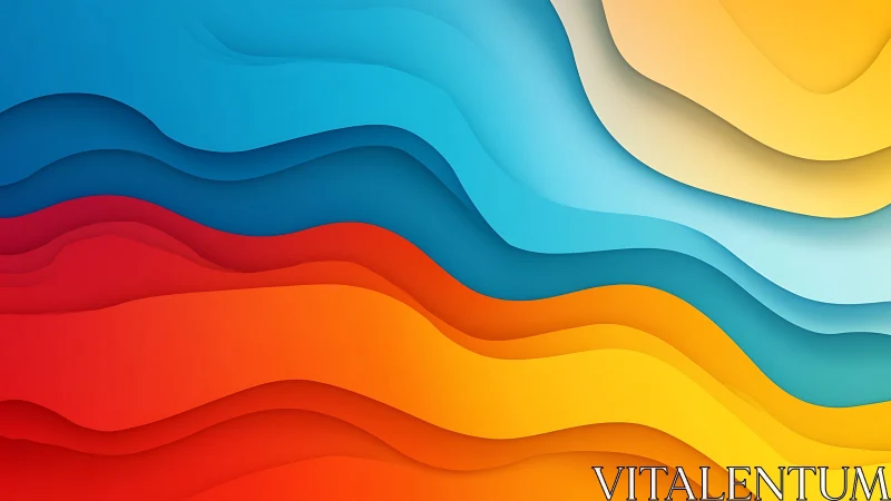 Layered gradient waves in warm and cool color fields.
