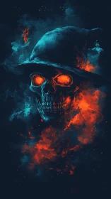 Pyromancer skull draped in emberstorm sorcery and shadow.