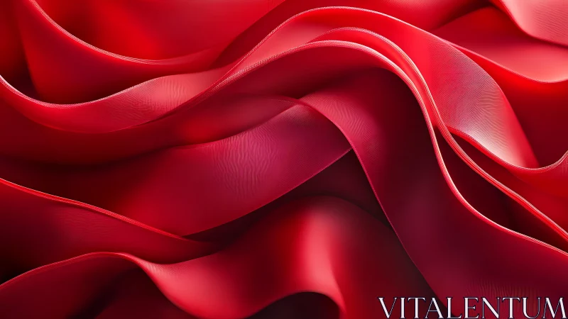 Flowing Red Satin Fabric Abstract Close-Up in Vivid Detail.