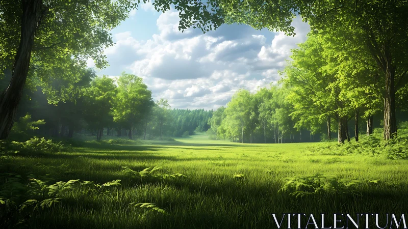 Sunlit Forest Meadow Where Nature Breathes.