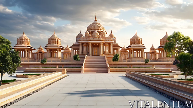 Sunlit sandstone temple invites quiet reflection and wonder