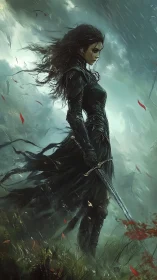 Stormlit warrior listens as the haunted forest holds its breath