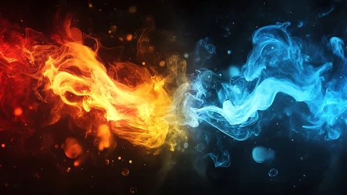 Red-to-Blue Fluid Dynamics: Opposing Flame Renders with Volumetric Particle Effects
