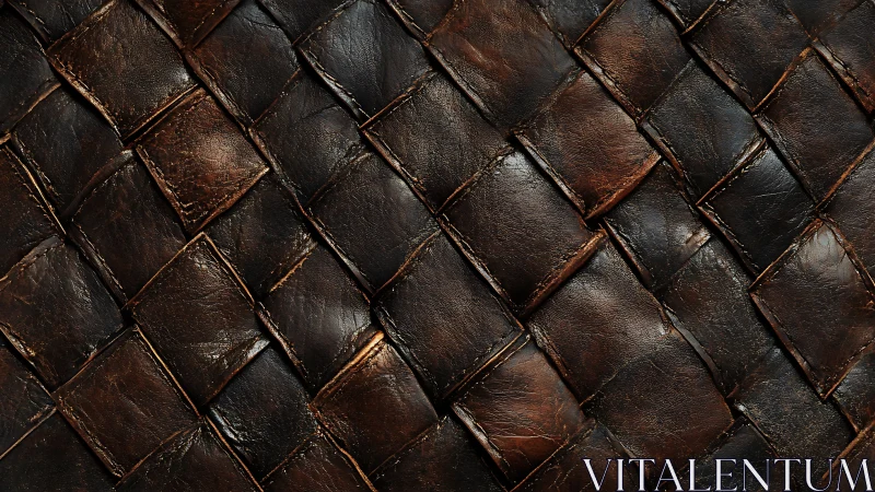 Close-up of dark brown woven leather surface texture pattern.