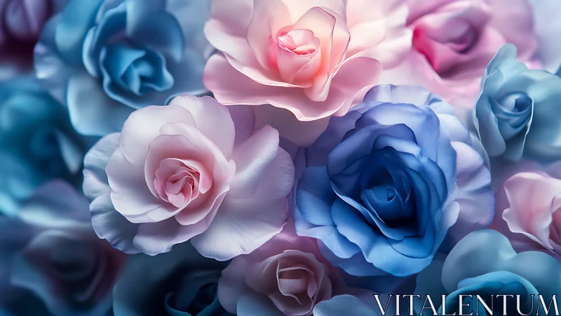 Multicolored Roses in Soft Focus Arrangement
