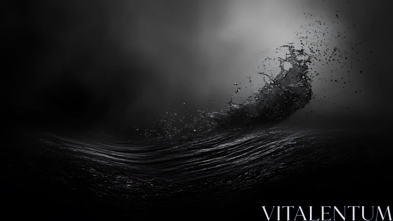 Surging monochrome wave sculpted in cinematic darkness.