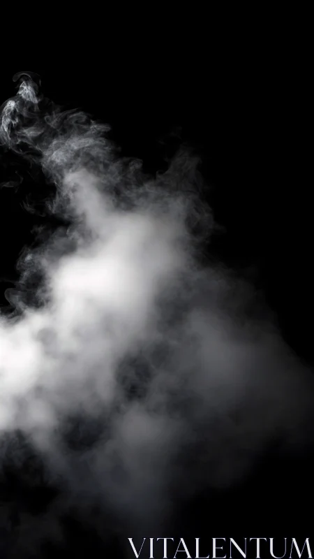 White vapor plume rises diagonally against black background