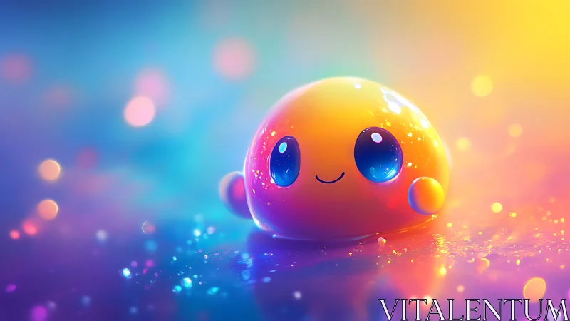 Smiling neon jelly blob basking in candy-colored starlight.