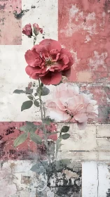 Vintage Rose Composite: Layered Floral Study on Distressed Background