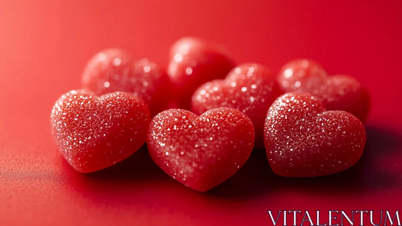 Crystalline Red Hearts: Glitter-Embellished Dimensional Still Life.