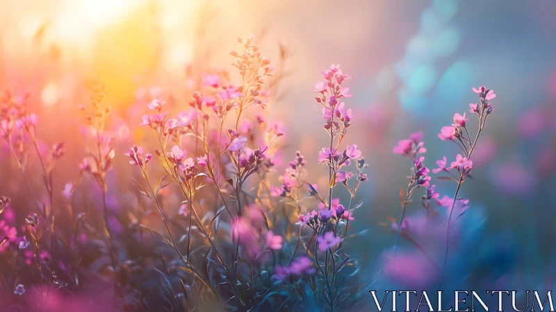 Small flowering plants with shallow depth of field rendering.