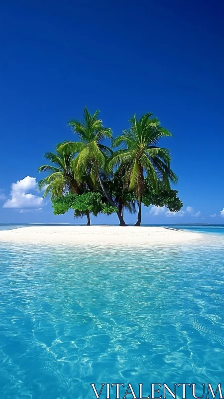 Three Palm Trees on a Dreamy Tropical Island.
