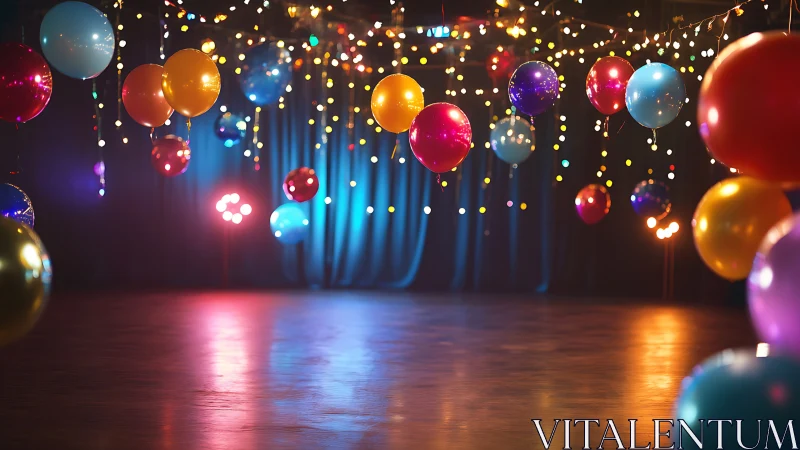 Glowing Balloons Illuminate Stage with Colorful Light Show.