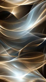 Luminous flowing ribbons trace layered metallic light waves