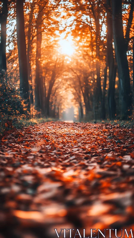 Enchanting Autumn Path Through Golden Forest Canopy