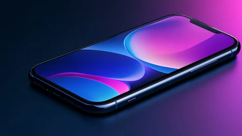 Modern smartphone displaying vibrant gradient liquid interface design with dynamic color transitions