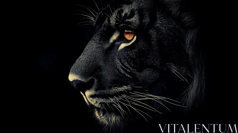 Midnight tiger gaze carved from ember and shadowed silence.