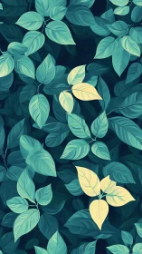 Botanical foliage tiling with cyan leaves and pale anomalies.