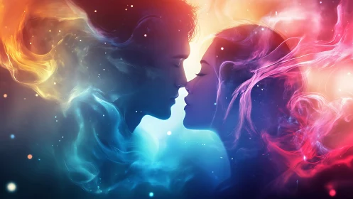 Silhouetted Profiles with Energy Emissions.