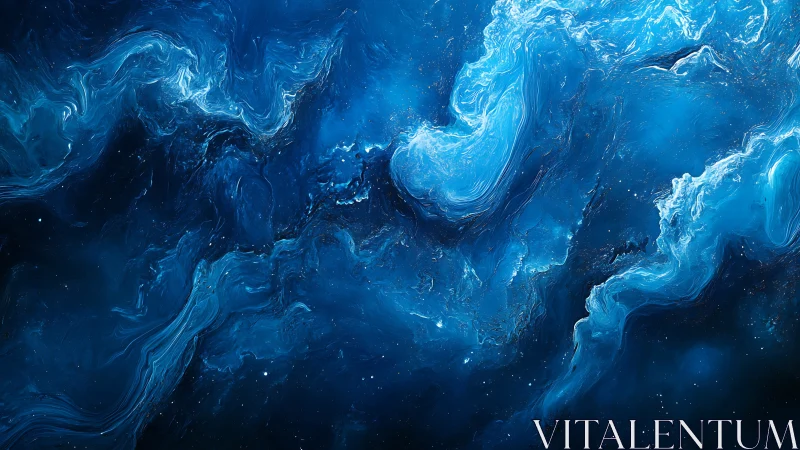 Blue fluid abstract field with swirling textured patterns.