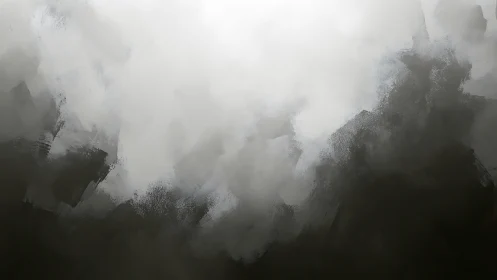 Hushed monochrome stormclouds drifting through soft silence.