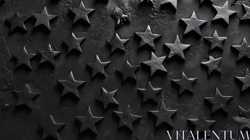 Moody black stars gently glow against a textured dark sky