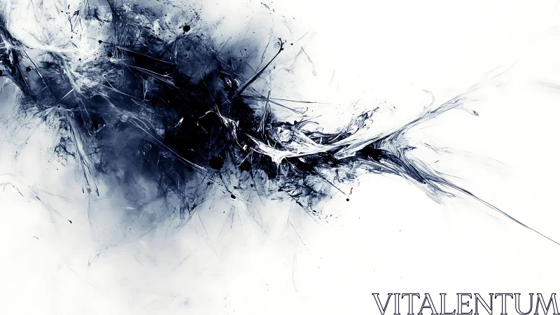 Dynamic black and white abstract digital art with energetic strokes.