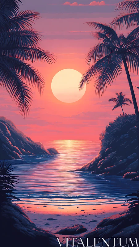 Sunset lagoon glows like a neon seashell of quiet wonder.