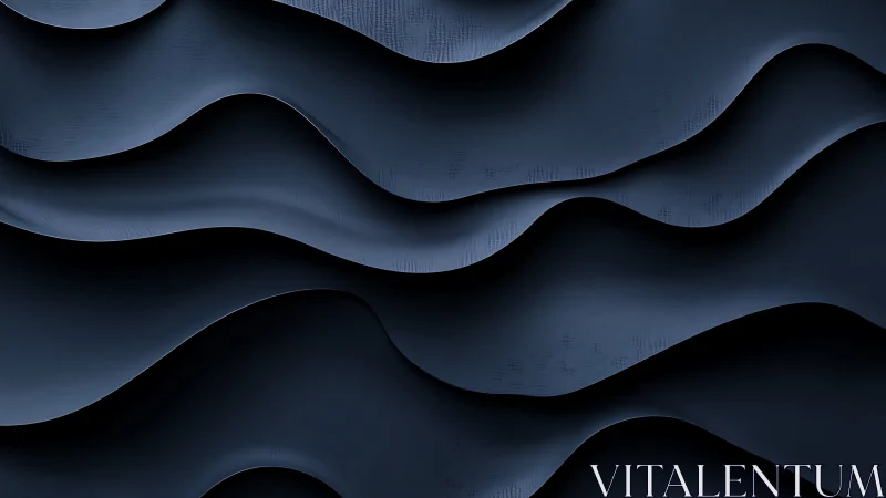 Midnight sculpted wave layers in matte blue relief design.