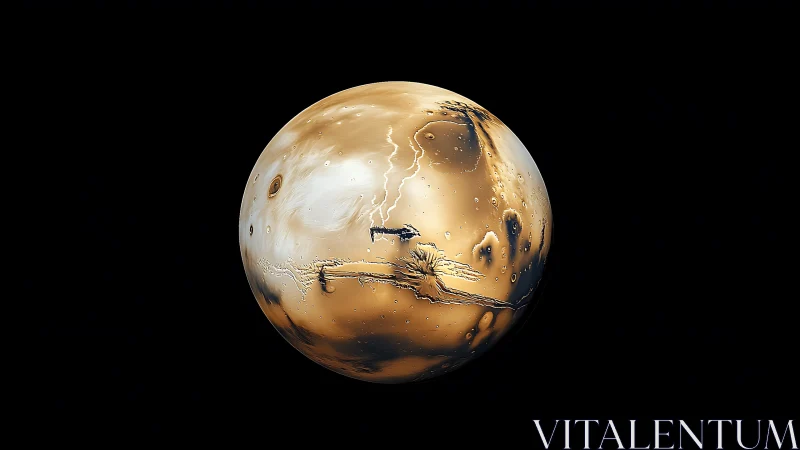 Digital spherical planet rendering with molten surface fissures