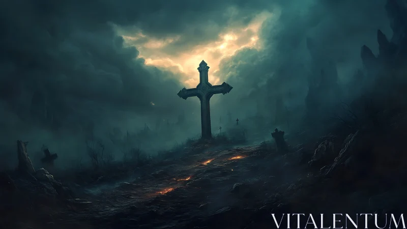 Stormlit graveyard path welcomes quiet reflection and awe