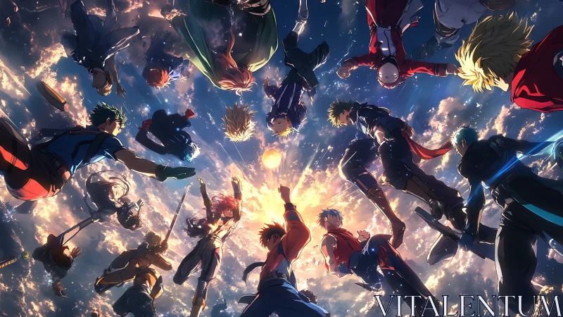 Heroic sky convergence around radiant celestial core.