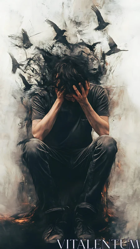 Crowstorm of Thoughts Around a Shattered Quiet Mind.