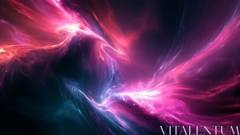 Neon cosmic energy waves across deep space void.