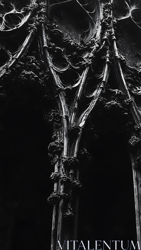 Dark gothic stone arches with decayed ornate detailing.