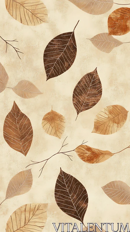 Fallen autumn leaves form a repeating sepia-toned pattern